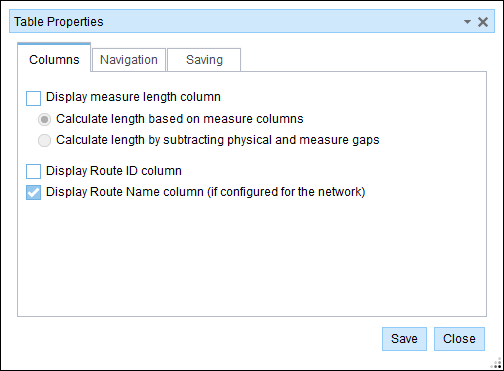 Columns tab Columns tab
