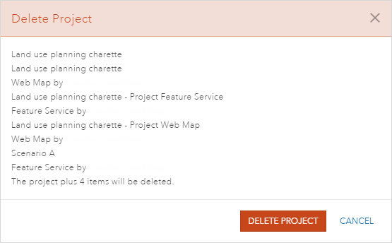 Delete Project page Delete Project page
