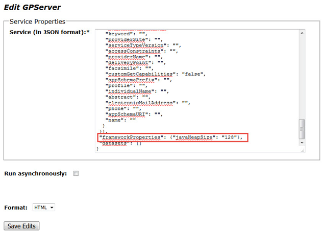 Service properties in JSON format Service properties in JSON format